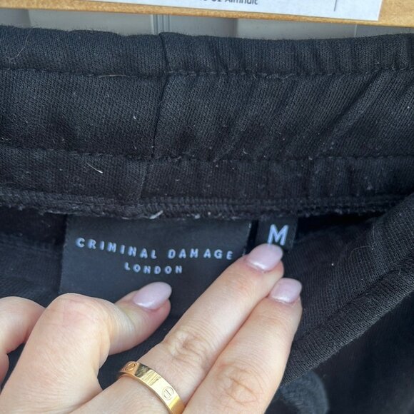 Criminal Damage London Women’s Black, Red and White Striped Sweatpants - Picture 6 of 11